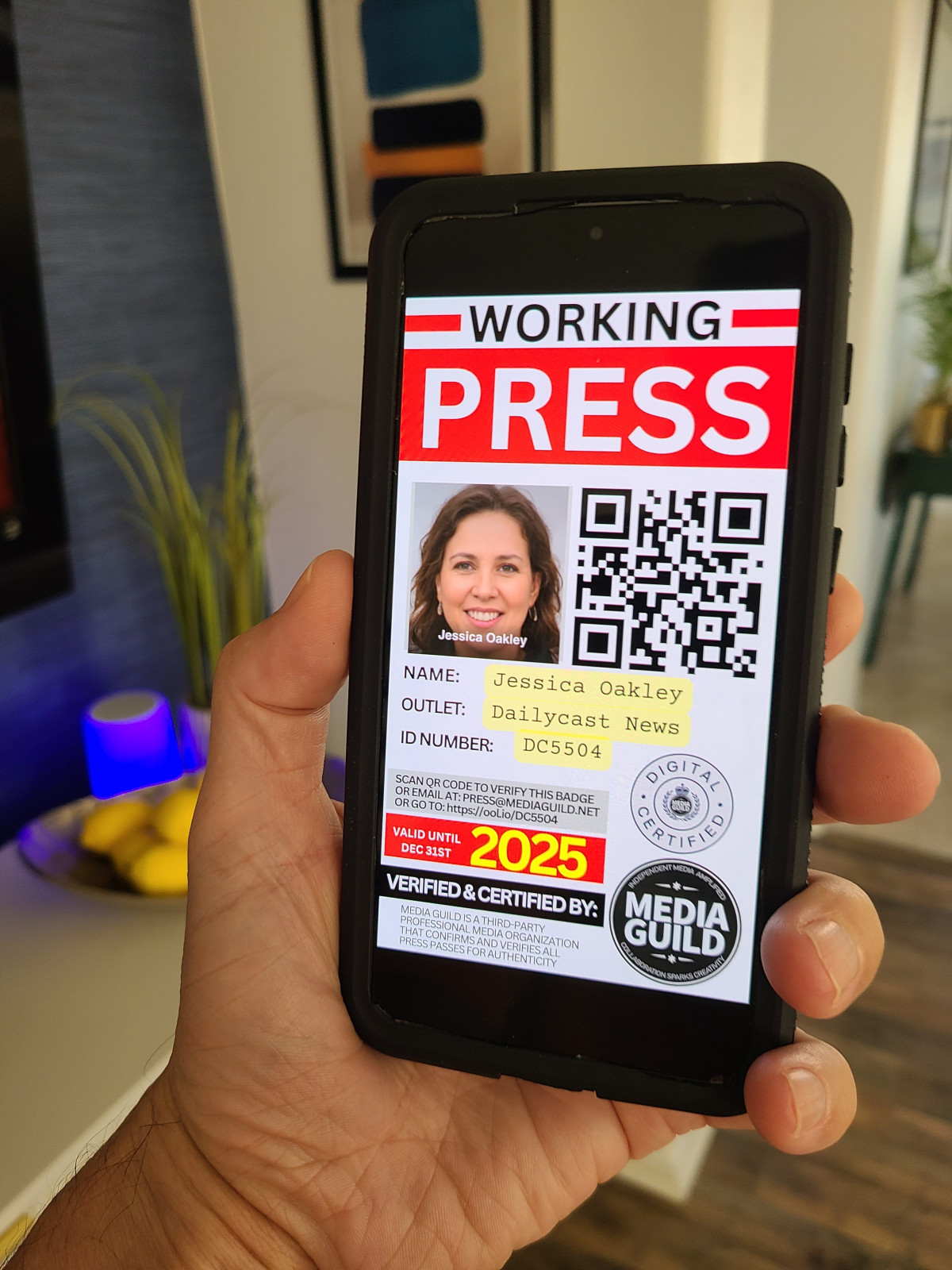 Digital Press Pass on Phone