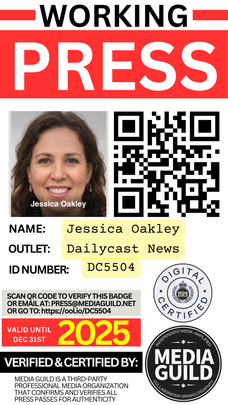 Media Guild Press Credential Graphic